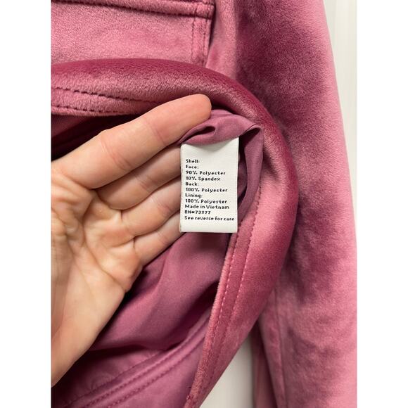 Nine West Pink Velvet Zip-up jacket cropped size large barbie girly feminine - Picture 7 of 7